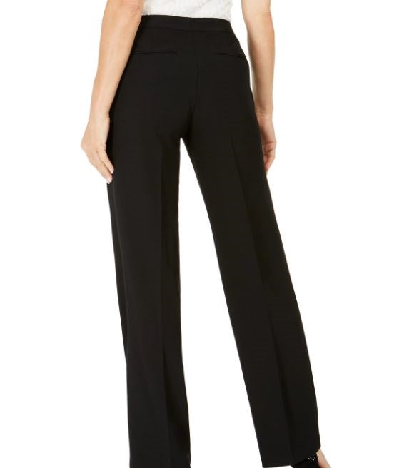 Kasper Women's Tab Waist Modern Dress Pants Black Size 10