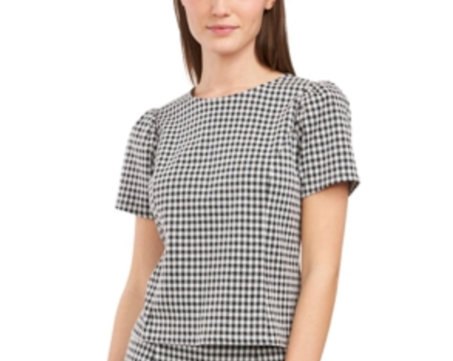 Riley & Rae Women's Val Gingham Top Gray Size Large