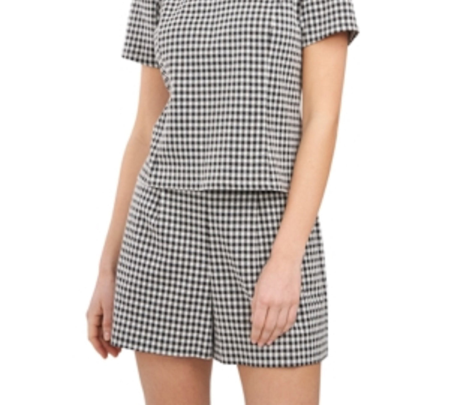 Riley & Rae Women's Val Gingham Top Gray Size Large