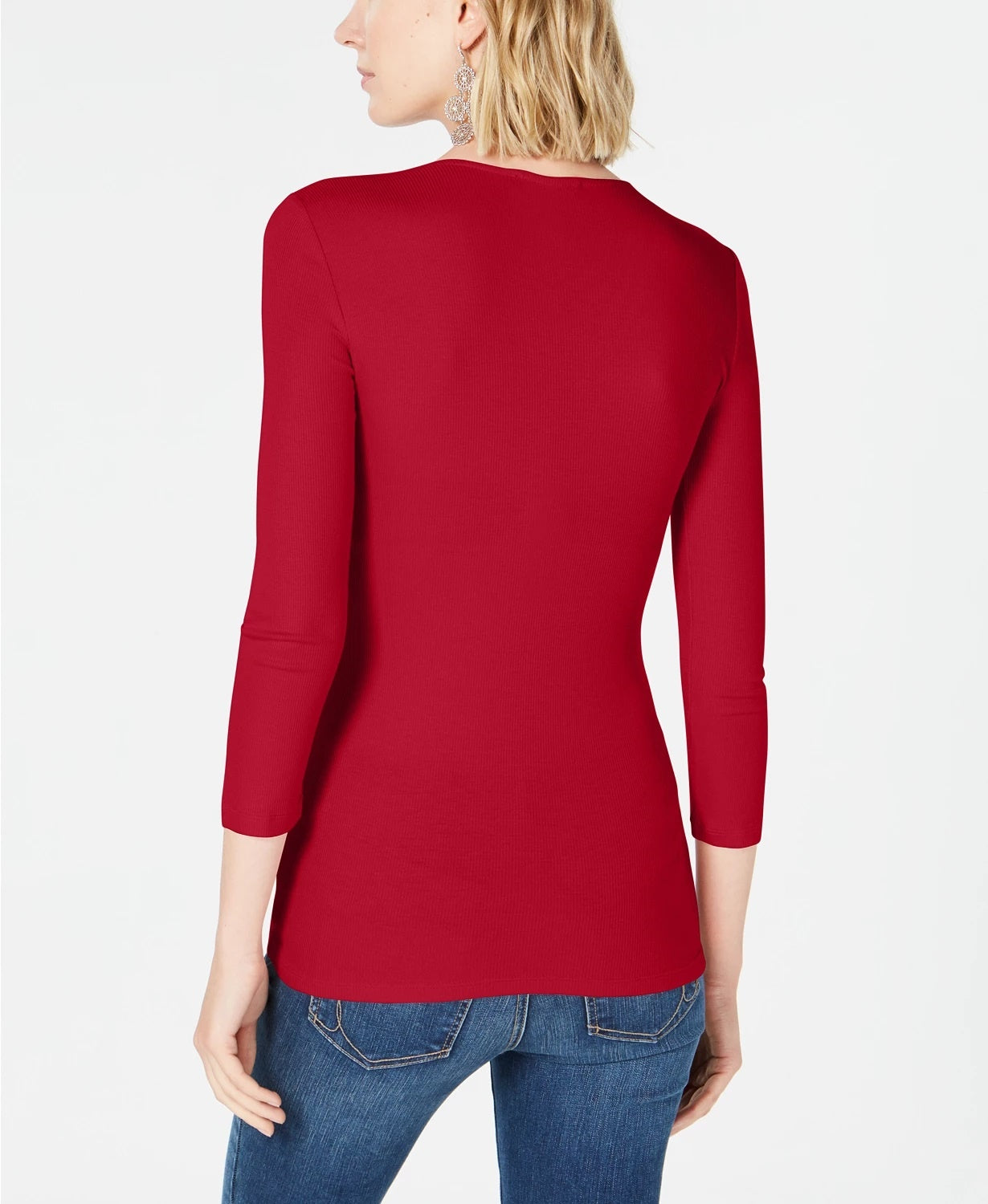 INC International Concepts Women's Ribbed Top Dark Red Size Medium