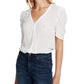 1.STATE Women's Eyelet Puff-Sleeve Crinkle Top White