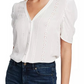1.STATE Women's Eyelet Puff-Sleeve Crinkle Top White