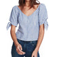 1.STATE Women's Riviera Stripe Tie Cuff Top Blue