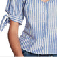 1.STATE Women's Riviera Stripe Tie Cuff Top Blue