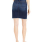 JEN7 Women's Frayed-Hem Denim Skirt Blue Size 18