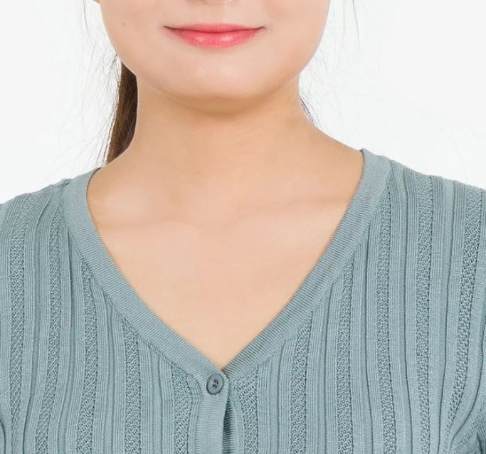 Hippie Rose Junior's Ribbed Cardigan Top Green Size Small