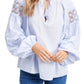 En Saison Women's Crochet Blouson-Sleeve Top Navy Size Extra Large