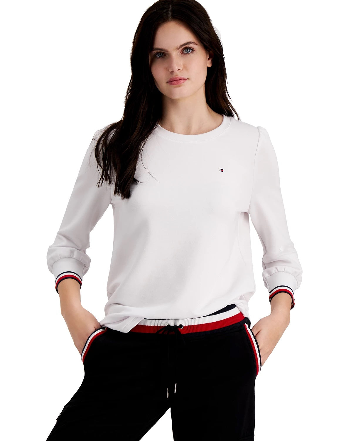 Tommy Hilfiger Women's Long-Sleeve Top White Size Extra Large
