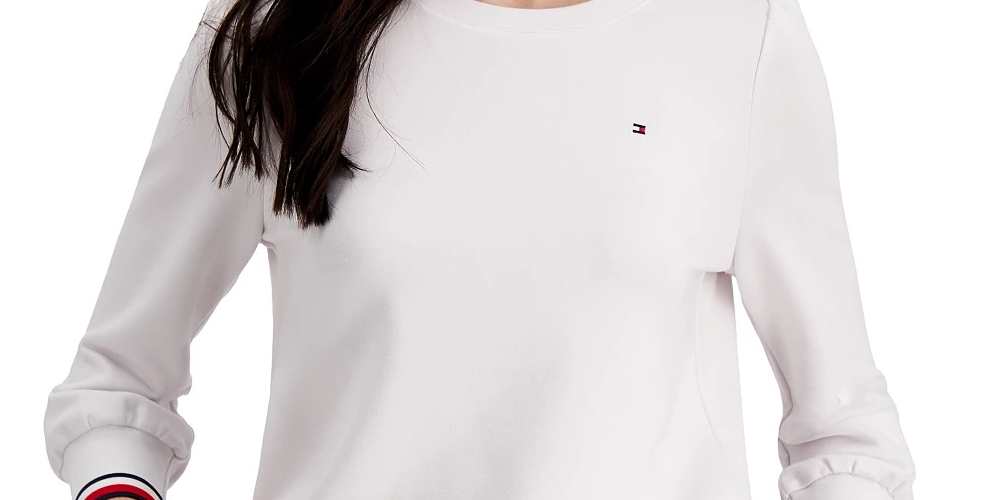 Tommy Hilfiger Women's Long-Sleeve Top White Size Extra Large