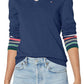 Tommy Hilfiger Women's Cotton V-Neck Sweater Blue Size X-Large