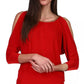 Michael Kors Women's Chain-Trim Slit-Sleeve Top Dark Red Size Extra Large