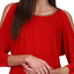 Michael Kors Women's Chain-Trim Slit-Sleeve Top Dark Red Size Extra Large