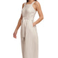 DKNY Women's Striped Belted Wide-Leg Jumpsuit White Size Extra Large