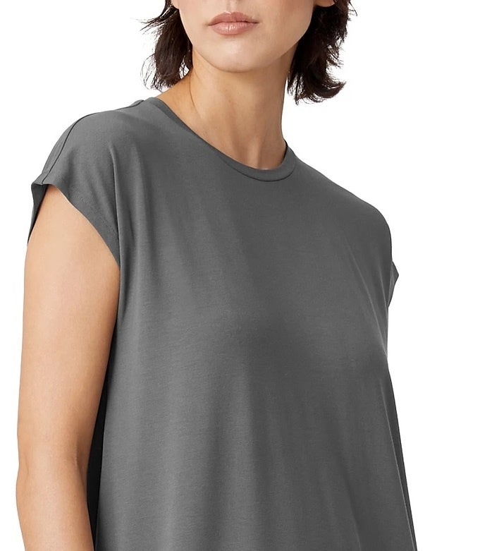 Eileen Fisher Women's Crewneck Boxy Dress Gray Size Medium