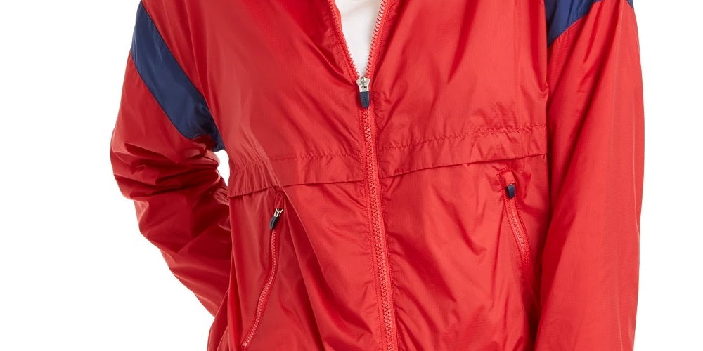Tommy Hilfiger Women's Sport Colorblocked Windbreaker Jacket Blue Size Large