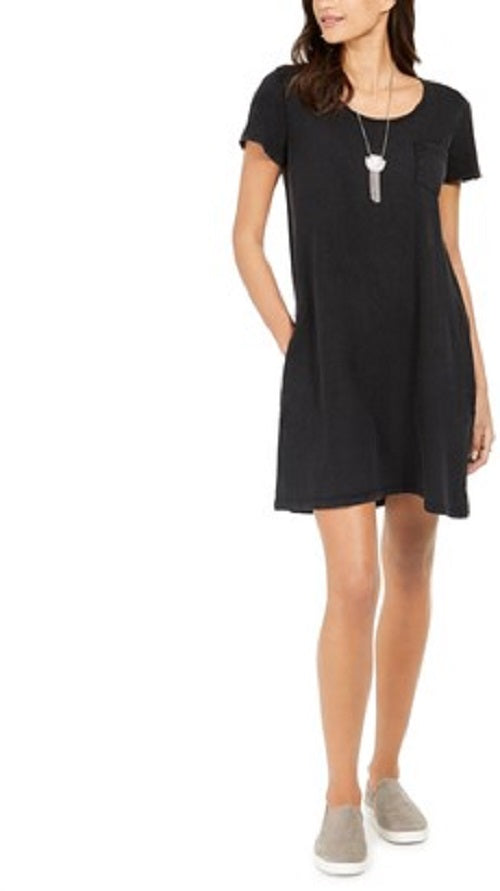 Style & Co Women's One-Pocket T-Shirt Dress Black Size Large