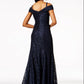 R & M Richards Women's Off The Shoulder Lace Gown