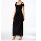 Alex Evenings Women's Cold Shoulder Ruffle Glitter Gown Black Size 14 Petite