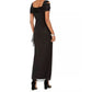 Alex Evenings Women's Cold Shoulder Ruffle Glitter Gown Black Size 14 Petite