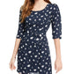 Trixxi Junior's Floral A Line Dress Navy Size Medium