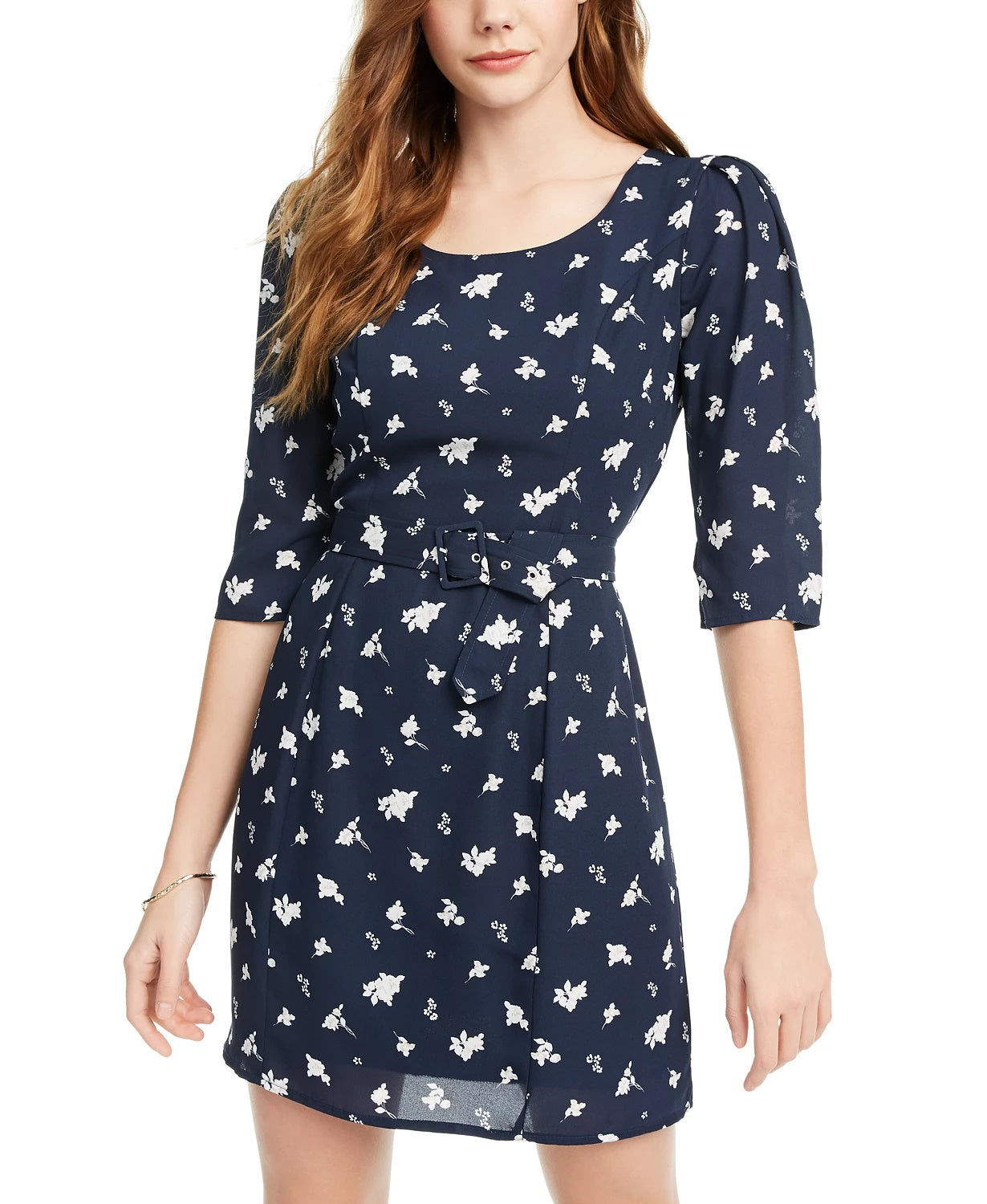 Trixxi Junior's Floral A Line Dress Navy Size Medium