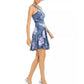 City Studios Junior's Glitter Floral Print Skater Dress Navy Size 3