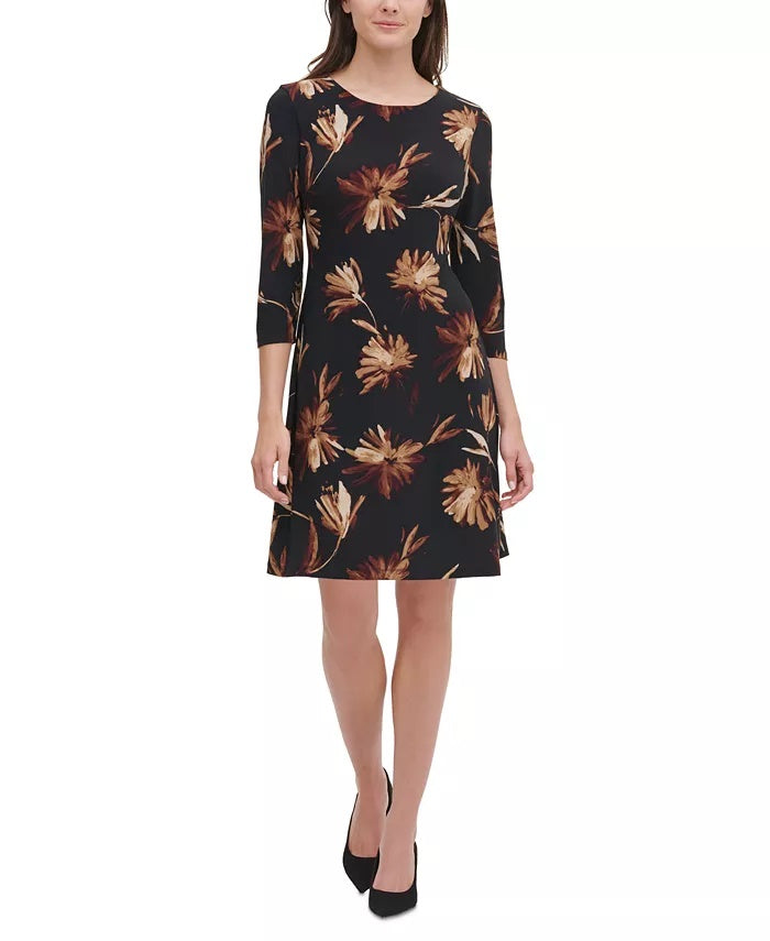 Tommy Hilfiger Women's Miranda Floral Dress Charcoal Size 6
