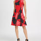 DKNY Women's Abstract Floral Fit & Flare Dress Black Size 6