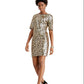 Betsey Johnson Women's Leopard Sequin Sheath Dress Yellow Size 4