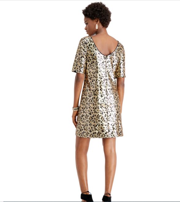 Betsey Johnson Women's Leopard Sequin Sheath Dress Yellow Size 4