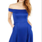 Teeze Me Junior's Off The-Shoulder Pocket Dress Blue Size 13