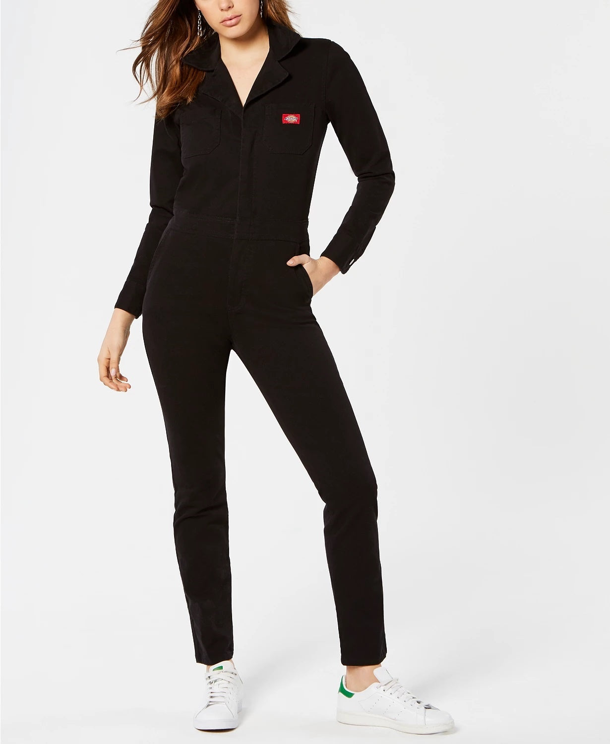 Dickies Juniors' Collared Jumpsuit Black Size Medium