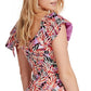 Guess Women's Clara Printed Ruffled Dress Red Size Medium