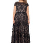 Xscape Women's Plus 3D Flower Gown Black Nude Size 18W