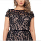 Xscape Women's Plus 3D Flower Gown Black Nude Size 18W
