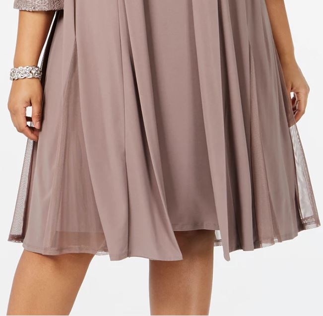 R & M Richards Women's Plus Embellished Dress & Jacket Set Brown Size 14W