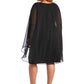 R & M Richards Women's Plus Embellished Chiffon Cape Dress Black Size 20W