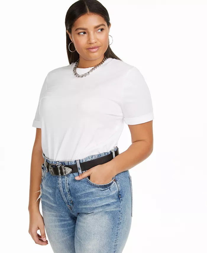 Danielle Bernstein Women's Plus Size T-Shirt Bodysuit White Size 3X