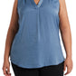 Vince Camuto Women's Plus Size V-Neck Sleeveless Blouse Blue Size 3X