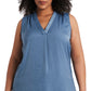 Vince Camuto Women's Plus Size V-Neck Sleeveless Blouse Blue Size 3X