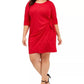 Robbie Bee Women's Plus Glitter Knit Sarong Dress Red Size 2X