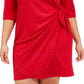 Robbie Bee Women's Plus Glitter Knit Sarong Dress Red Size 2X