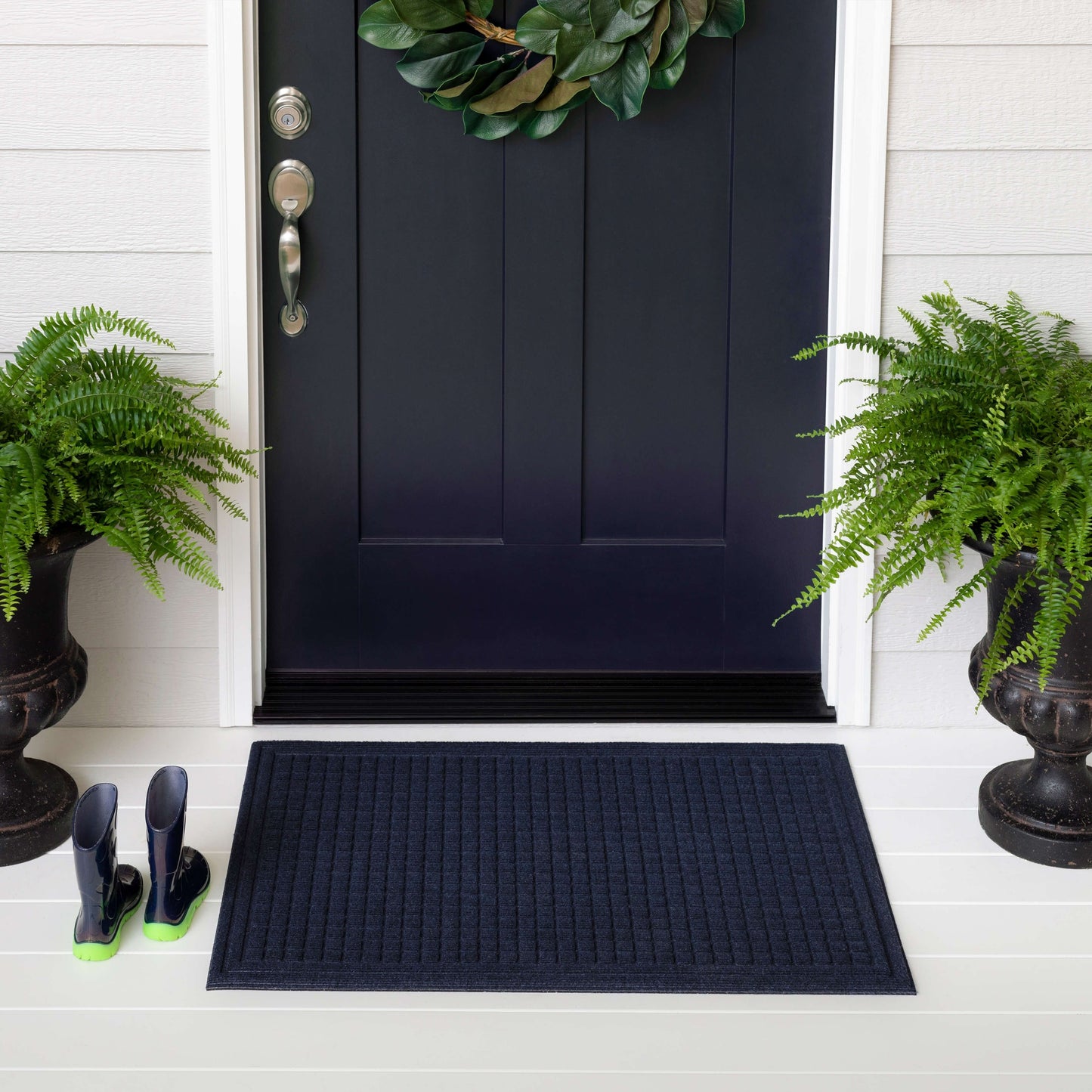 Mohawk Home Waffle Grid Impression IndoorOutdoor Recycled Rubber All Weather Utility Doormat
