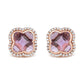 18K Rose Gold 3/8 Cttw Diamond and 11x11mm Clover-Cut Purple Amethyst Gemstone Clover Halo Stud Earrings (G-H Color, SI1-SI2 Clarity)