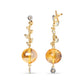 18K Yellow Gold 2/3 Cttw Round Bezel Diamond and 25mm Ball Shaped Yellow Citrine Gemstone Dangle Stud Earring (Brown and G-H Color, SI1-SI2 Clarity)