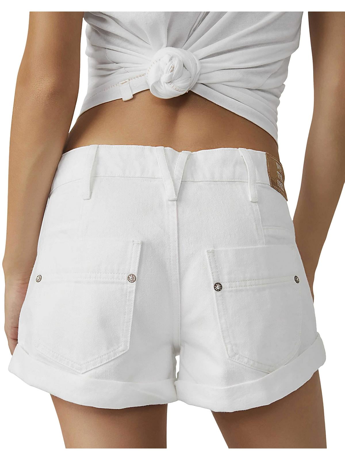 Free People Beginner's Luck Slouchy Roll Cuff Denim Shorts White Size 29