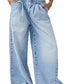 Free People Equinox Cotton Wide Leg Jeans Open Sky Blue