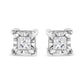 .925 Sterling Silver 1/2 Cttw Miracle Set Princess-cut Diamond Solitaire Stud Earrings (H-I Color, SI2-I1 Clarity)