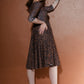 Priscilla Swing Dress in Gold and Black Medallions Print Stretch Twill | Laura Byrnes & Hope Johnstun