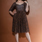 Priscilla Swing Dress in Gold and Black Medallions Print Stretch Twill | Laura Byrnes & Hope Johnstun